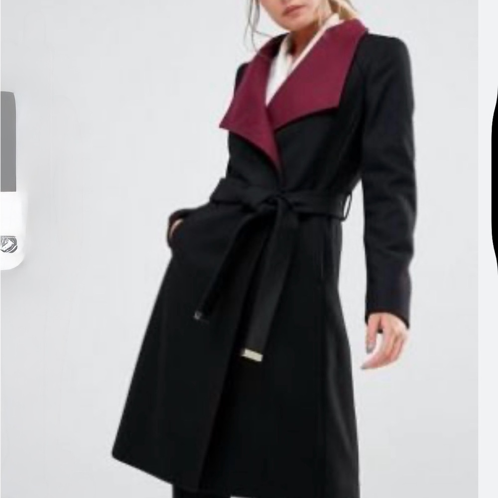Ted Baker Contrast Lepel Long Wrap Coat